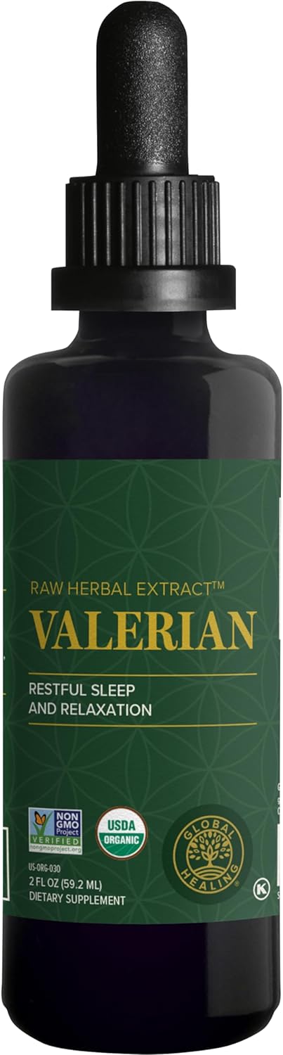 Global Healing Organic Valerian Root Extract Liquid Supplement - Raw H
