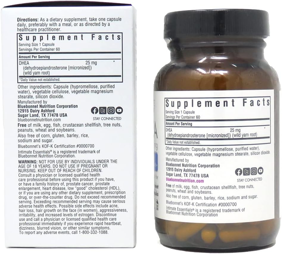 Bluebonnet Nutrition Intimate Essentials DHEA 25mg, for Fertility Func