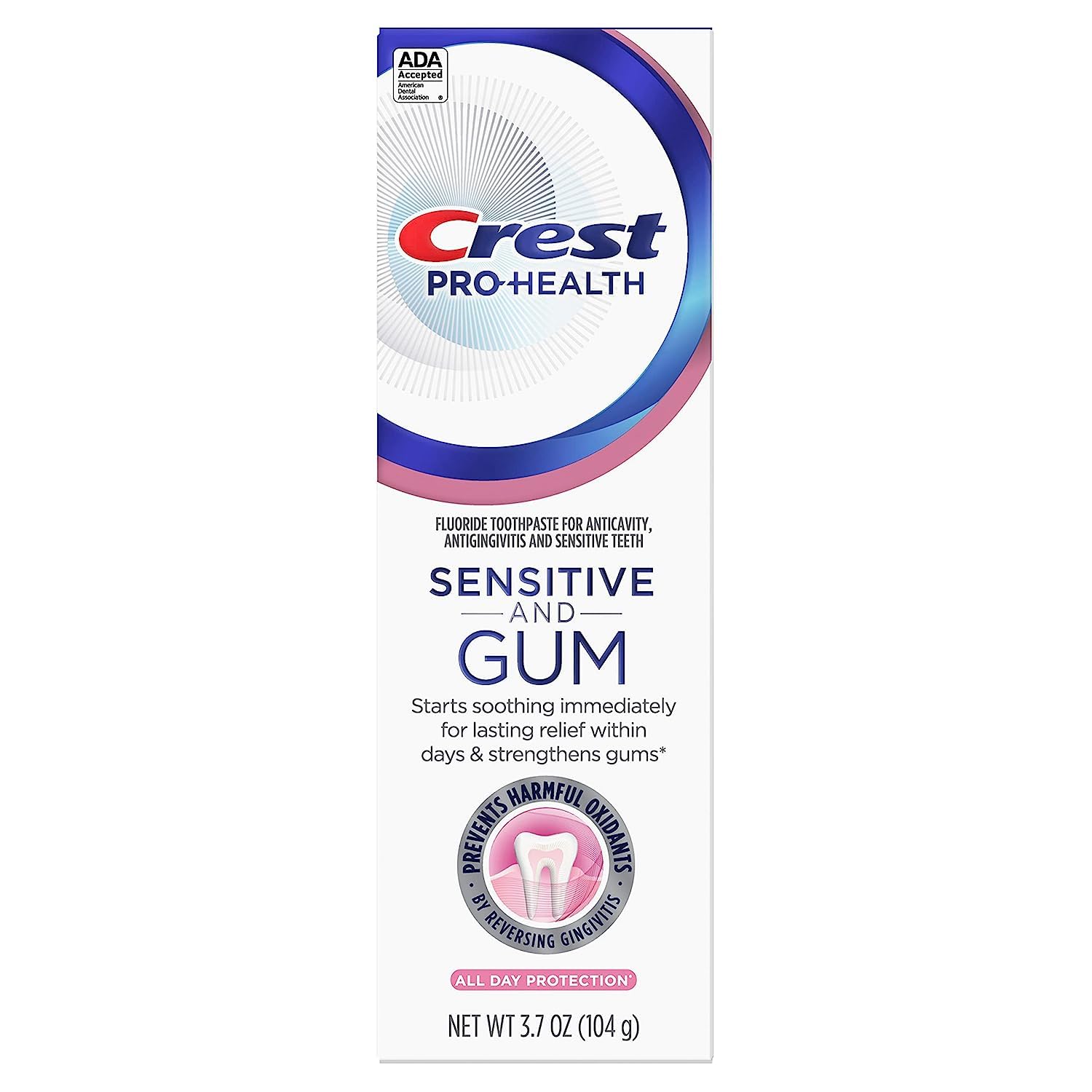 Crest Pro-Health Gum and Sensitivity, Sensitive Toothpaste, All Day Protection, 3.7