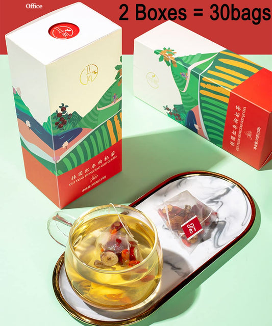 Longan Red date Chinese wolfberry Double rose Tea 2 Boxes(180g,30bags) Combination of Floral Tea Beauty and beauty Conditioning tea Qi and blood health tea Holiday Gift