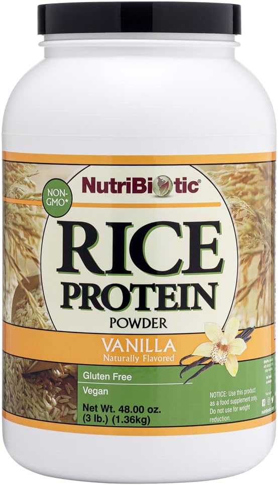 NutriBiotic – Vanilla Rice Protein, 3  (1.36kg) | Low Carb, Keto-Friendly, Vegan, Raw Protein Powder | Grown & Processed without Chemicals, GMOs or Gluten | Easy to Digest & Nutrient Rich