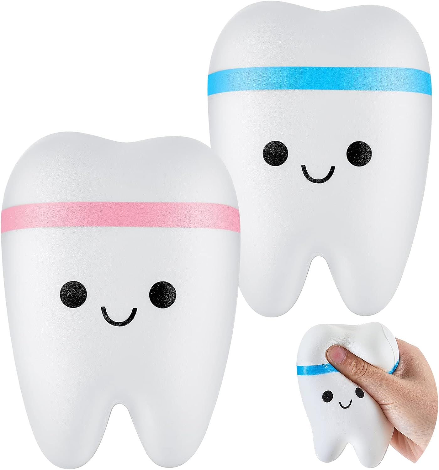 2 Pieces Jumbo Squishy Tooth Slow Rising Tooth Fake Tooth Anxiety Relieve Tooth Toy Dental Tooth Toys Dental Assistant Gifts for Stress Relief Teens, Adults