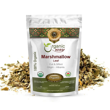 Organic Way Marshmallow Leaf | Herbal Tea (Althaea officinalis) Cut & Sifted - European Wild-Harvest | Organic & Kosher Certified | Vegan, Non GMO & Gluten Free | USDA Certified | Origin - Albania