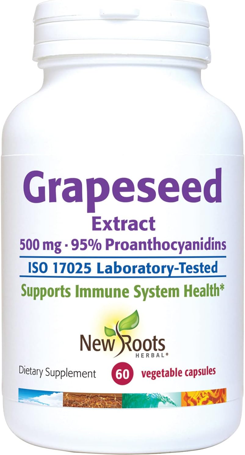 NEW ROOTS HERBAL Grapeseed Extract 500mg, 95% Polyphenols (Proanthocya