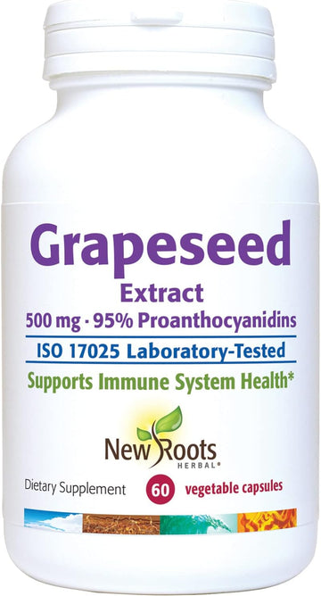 NEW ROOTS HERBAL Grapeseed Extract 500mg, 95% Polyphenols (Proanthocya