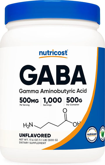 Nutricost Pure GABA 500G Powder (Gamma Aminobutyric Acid) (500 Grams/1.1 s)