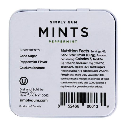 Simply Gum - Mints - Peppermint - Case Of 6 - 30 Count6