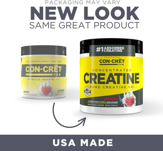 CON-CRET Creatine HCl Powder, Raspberry Stimulant-Free Workout Supplem