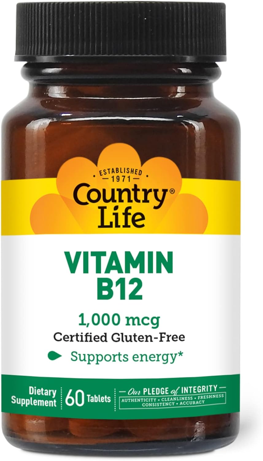 Country Life Vitamin B12, Supports Energy & Red Blood Cell Production,