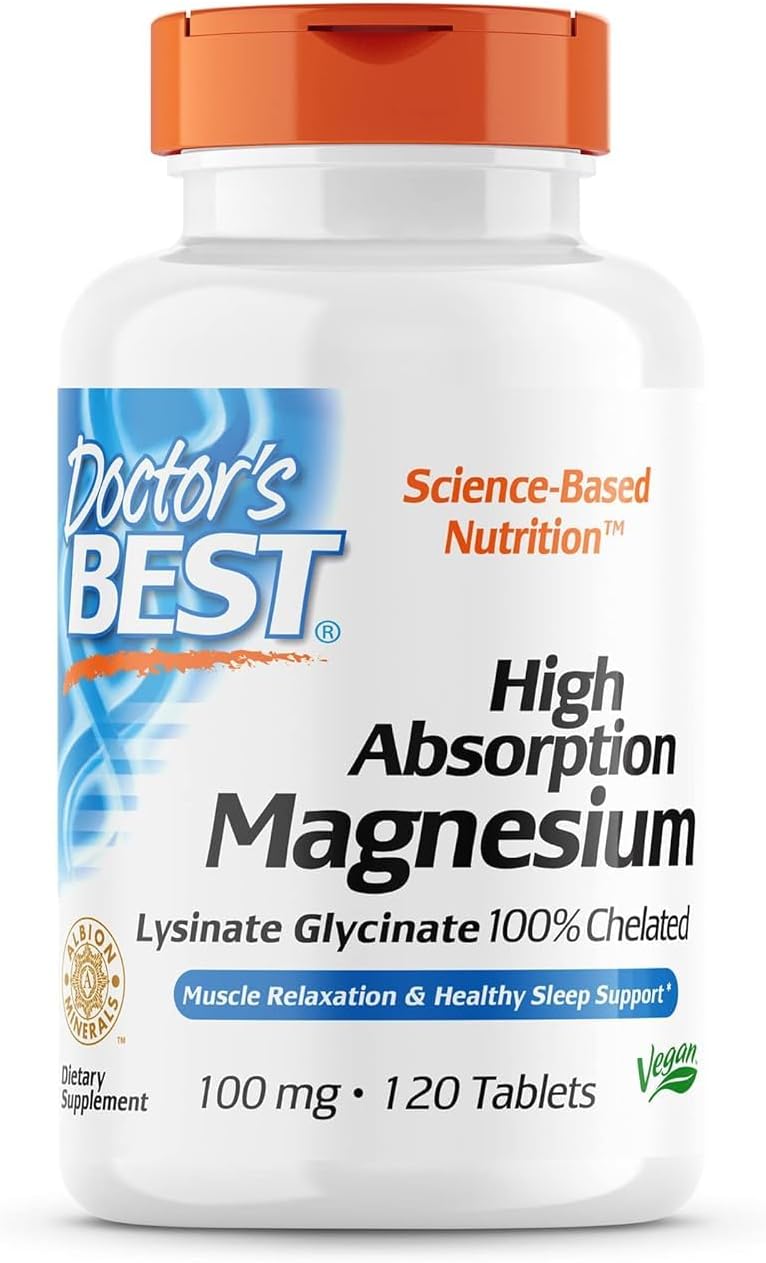 Doctor's Best High Absorption Magnesium Glycinate Lysinate, 100% Chelated, TRACCS, Not Buffered, Non-GMO, Vegan, Gluten