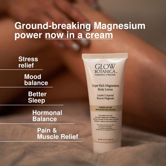 Glow Botanica - Magnesium Lotion with Collagen - Magnesium Cream - Bedtime Routine Sleep Lotion - The Highest Concentrat