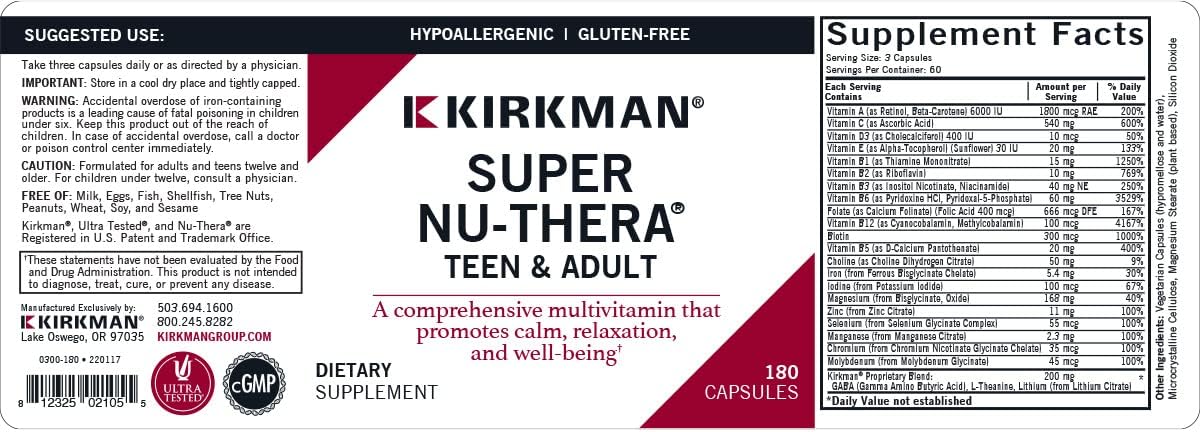 Kirkman Super Nu-Thera Multivitamin Teen & Adult