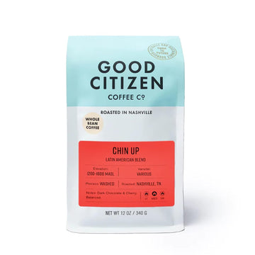Good Citizen Coffee Co. Chin Up, Whole Bean Blend, Sustainably Farmed, Medium Roast, Premium Quality, Dark Chocolate and Cherry Flavored