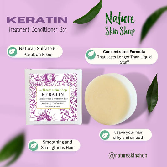 Keratin Treatment Conditioner Bar, Intense Hair Solid Conditioner, w/ Free Mesh Travel bag. All Hair Types including frizzy hair, Sulfate-Free, Vegan, Cruelty-Free & Travel Friendly, 4 s