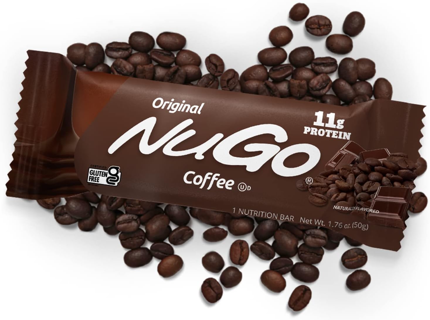 NuGo Protein Bar, Coffee, 11g Protein, Gluten Free, 15 Count
