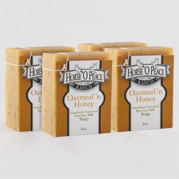 Handmade 100% Raw Goat Milk Oatmeal 'n Honey Soap (4.5./Bar) (4 Pack)