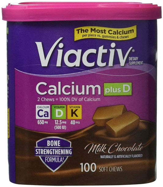 Viactiv Calcium (500mg) plus Vitamins D & K, Milk Chocolate