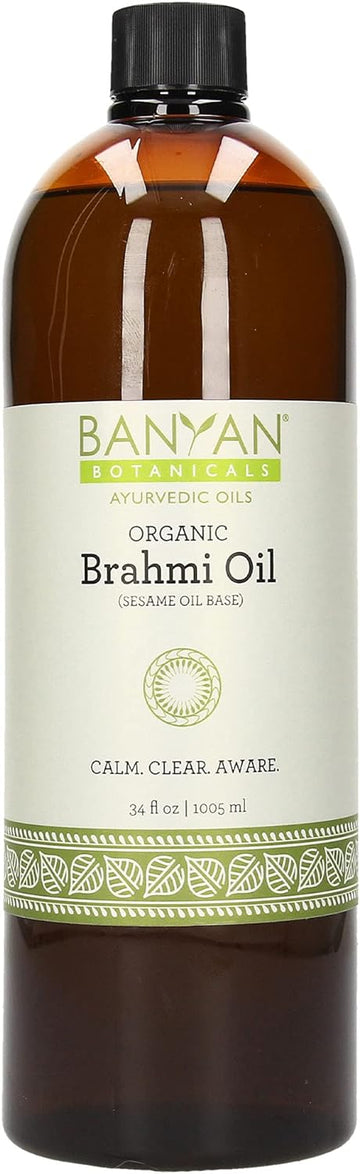 Banyan Botanicals Brahmi Oil with Sesame Base - USDA Certified Organic - Ayurvedic Skin & Hair Oil with Gotu Kola & Baco