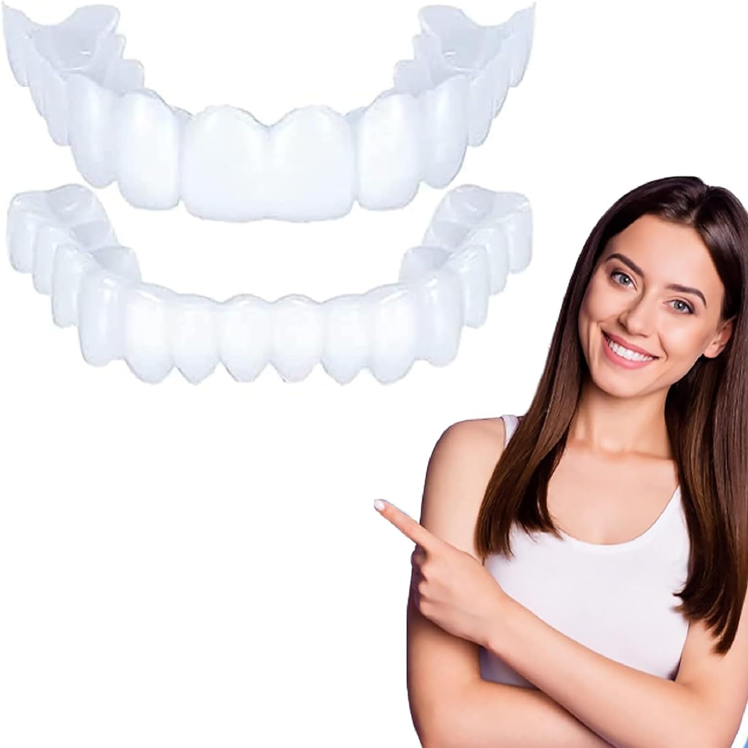 Fake Teeth,2 PCS Dentures Teeth for Women and Men, Dental Veneers for Temporary Teeth Restoration, Nature and Comfortable, Protect Your Teeth and Regain Confident Smile-3