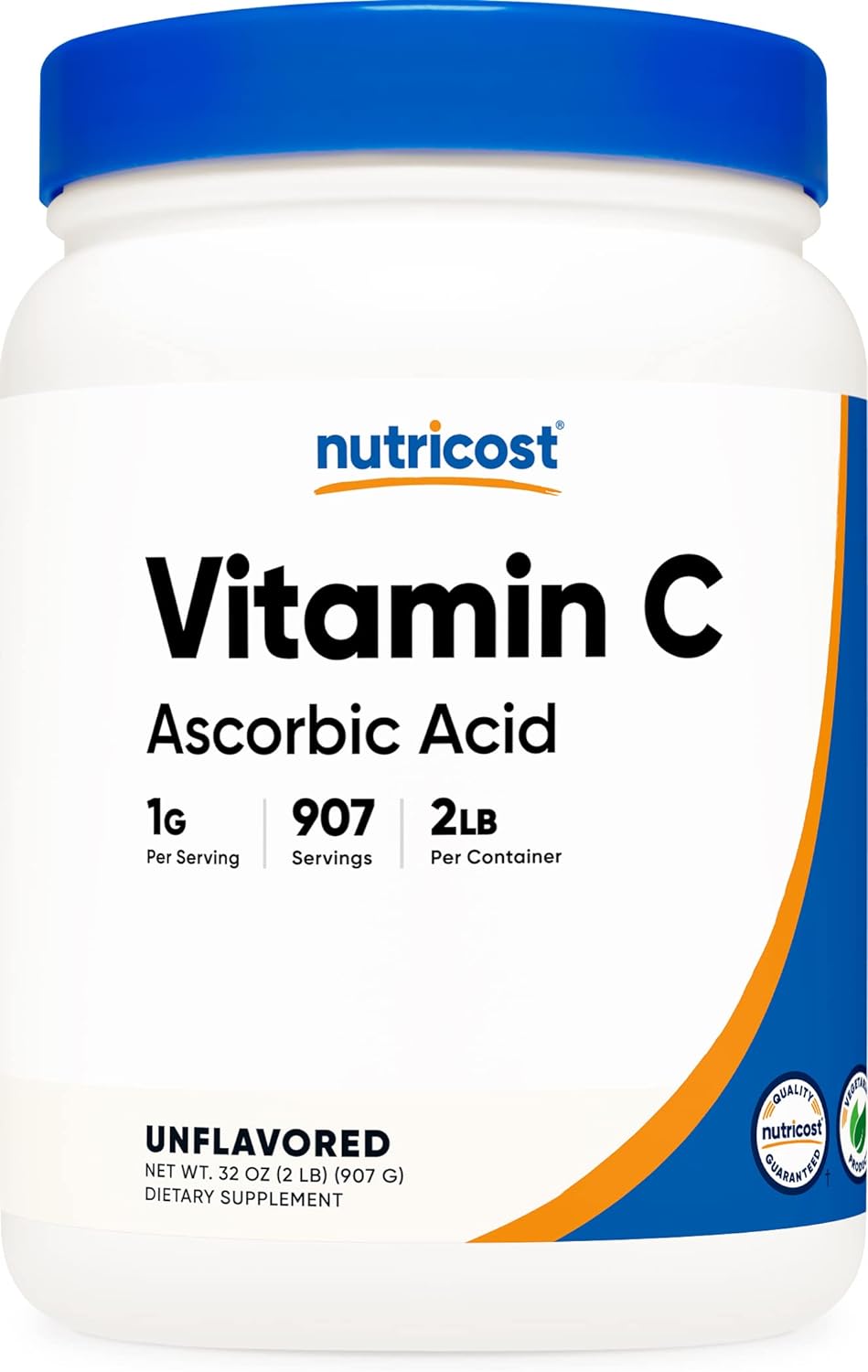Nutricost Ascorbic Acid Powder (Vitamin C) 2 LBS - Gluten Free, Non-GM