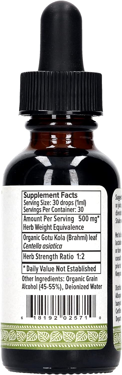 Banyan Botanicals Brahmi - Gotu Kola Liquid Extract - Certif