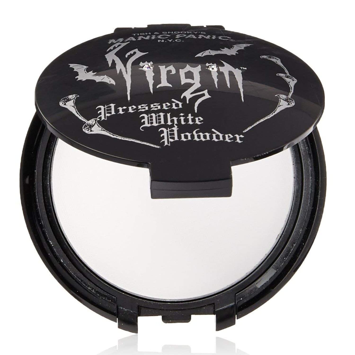 MANIC PANIC Vampyre's Veil White Pressed Powder - Ultra Matte White Face Powder Makeup for Buildable Light to Full Coverage - Long Lasting Setting Powder for Makeup - With Mirror & Applicator (2.4)