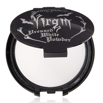 MANIC PANIC Vampyre's Veil White Pressed Powder - Ultra Matte White Face Powder Makeup for Buildable Light to Full Coverage - Long Lasting Setting Powder for Makeup - With Mirror & Applicator (2.4)