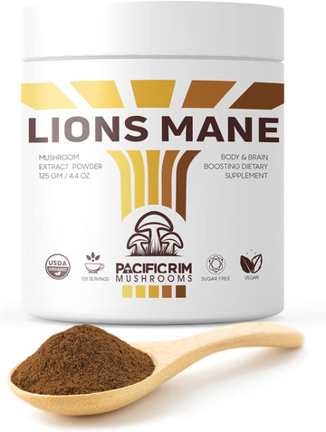 Pacific Rim Mushrooms Lions Mane Supplement Powder | High Potency 10:1