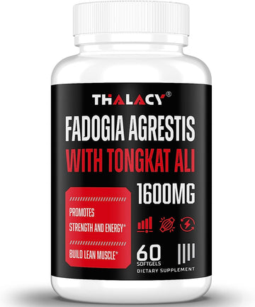 Thalacy 1600mg Fadogia Agrestis Tongkat Ali Supplement, Fadogia Agrestis Extract for Men with Ashwagandha - Maximum Stre