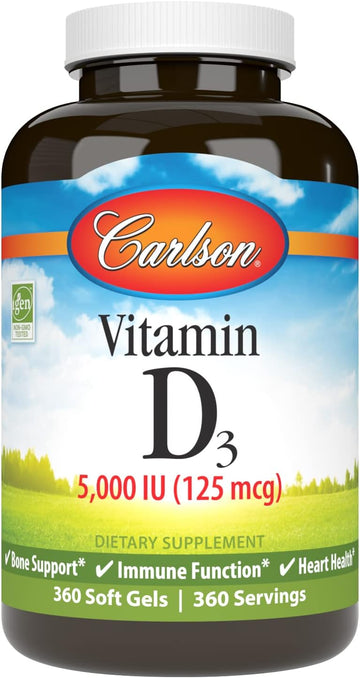 Carlson - Vitamin D3 5000 Iu (125 Mcg), Bone Health, Muscle Health, Ch