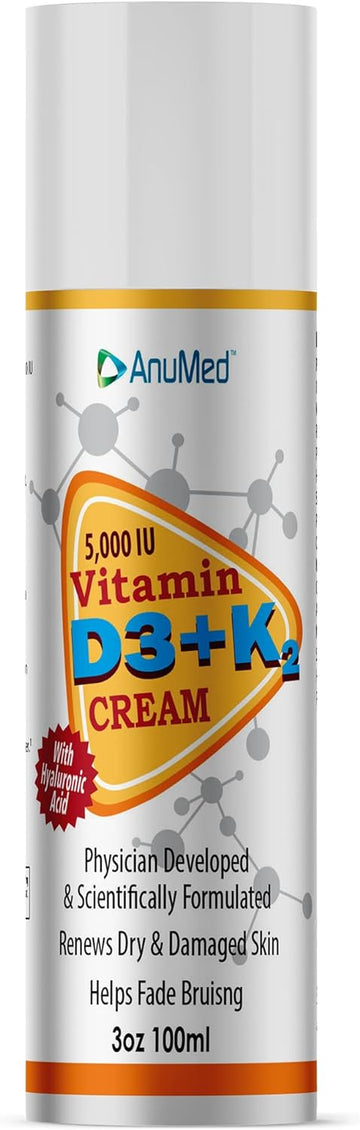 Anumed Vitamin D3+K2 With Magnesium 5,000 Iu Cream + Hyaluronic Acid. Best Moisturizer For Dry Skin And Healthy Skin Car