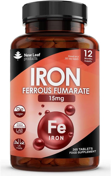 Gentle Iron Tablets 15mg High Strength (1 Year Supply) Ferrous Fumarat0.01 Grams