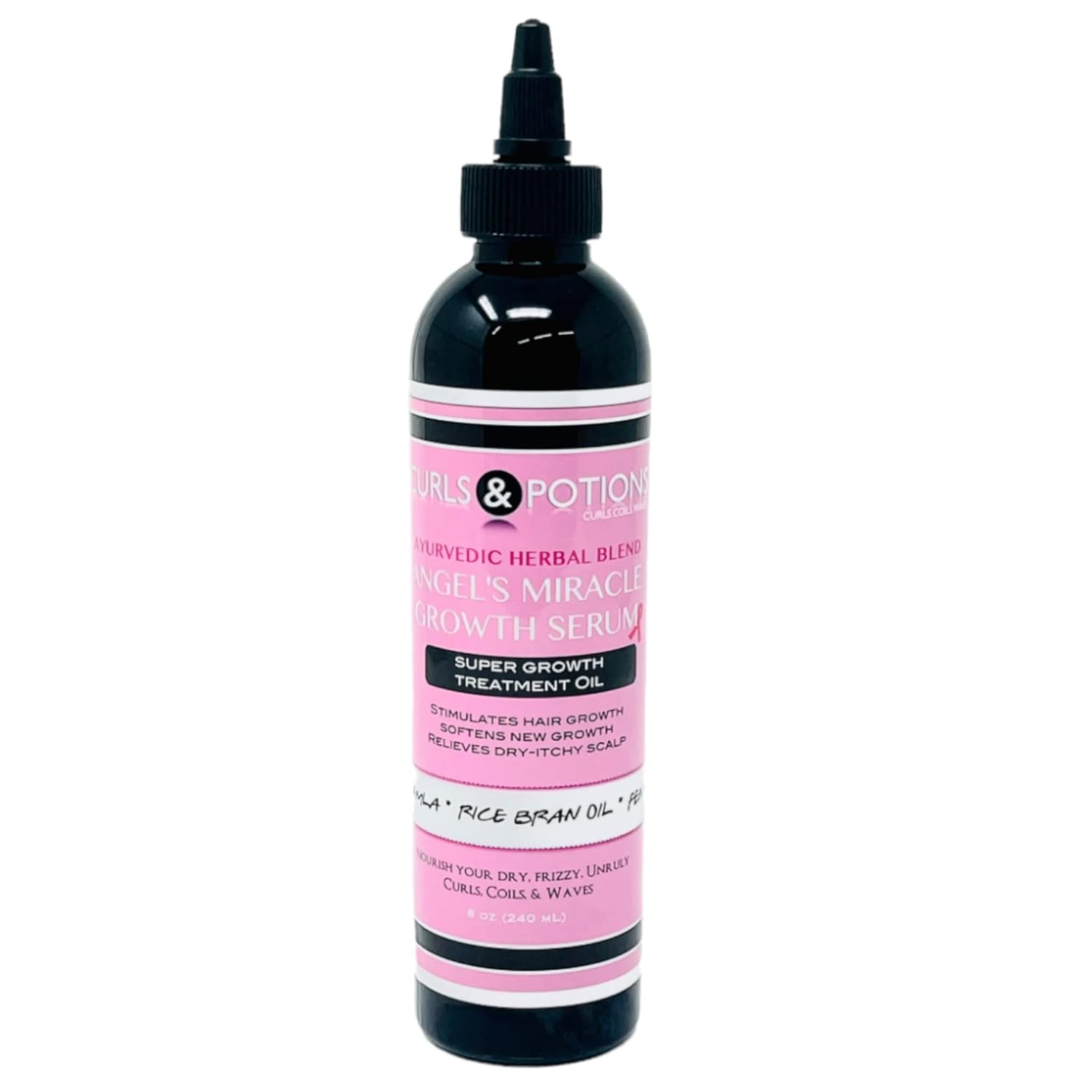 Curls & Potions Angel Serum Scalp & Hair Treatment Oil with Biotin & Essential Oils, Split Ends, Hair Growth, Dry Flaky