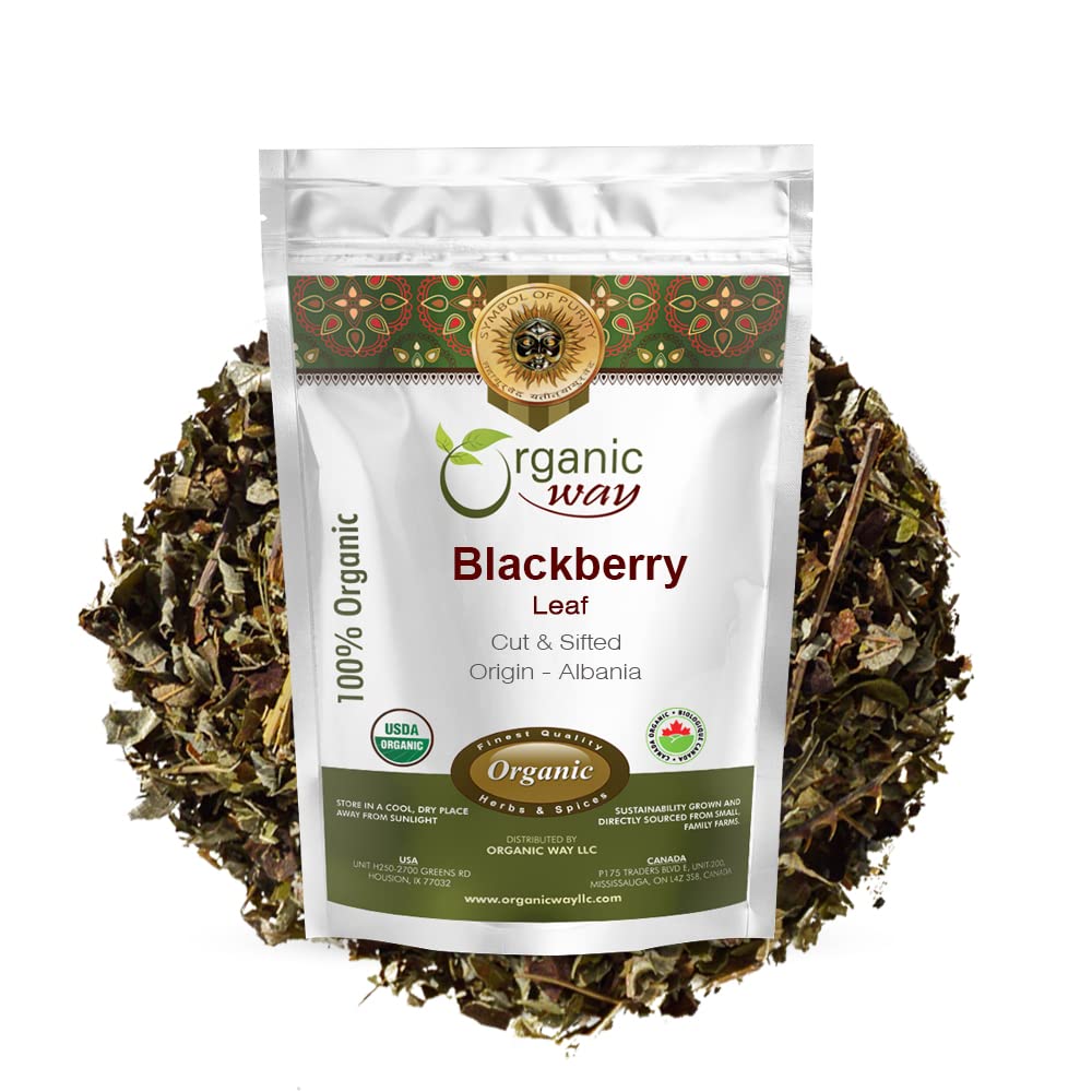 Organic Way Blackberry Leaf (Rubus fruticosus) Cut & Sifted - Herbal Tea | European Wild-Harvest | Organic & Kosher Certified | Non GMO & Gluten Free | USDA Certified | Origin - Albania