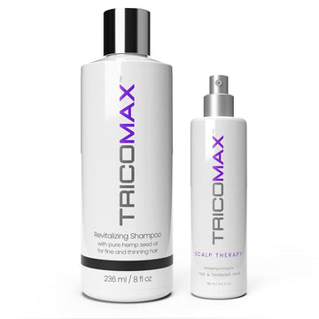 Tricomax™ Revitalizing Shampoo with Pure Hemp Seed Oil + TricoMax™ Stimulating Lotion | Hair Loss Treatment for Men and Women