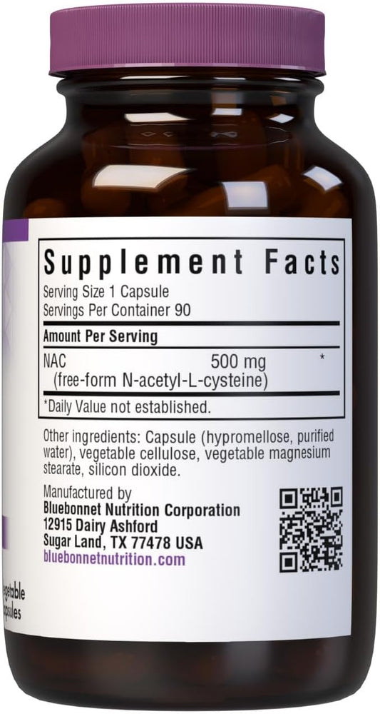 Bluebonnnet NAC 500 mg Vitamin Capsules, 90 Count