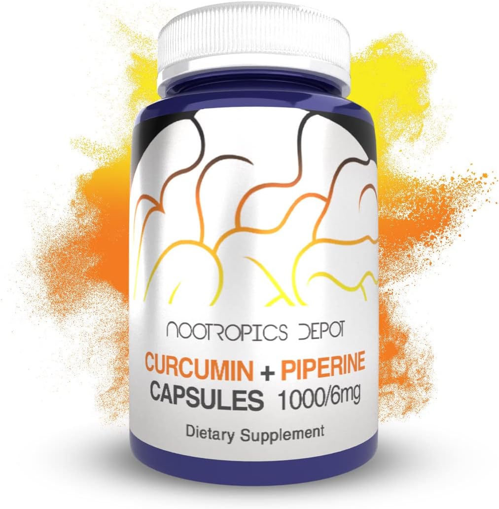 Nootropics Depot Curcumin + Piperine Capsules | 1000mg Curcumin + 6mg