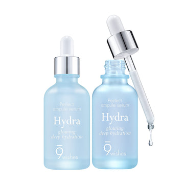 [9wishes] Hydra Ampoule Serum ? (2 Pack) Long-lasting Moisturizer for 72 hours, 1.01 . , Hydrating Serum for Face with 8-layer of Hyaluronic Acid and 55% Coconut Water, Korean Serum, Night and Day Serum