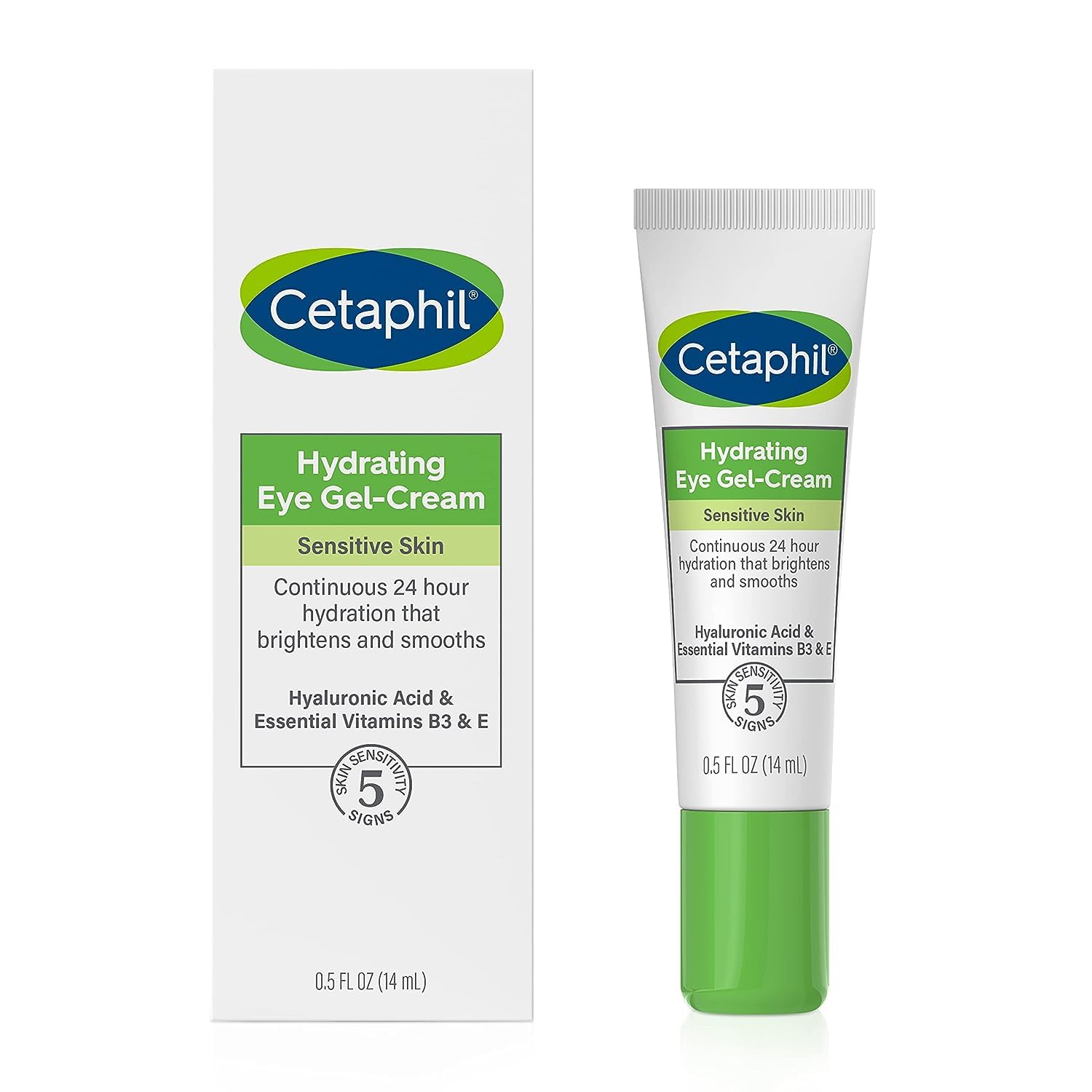 Cetaphil Hydrating Eye Gel-Cream, With Hyaluronic Acid, 0.5  , Brightens and Smooths Under Eyes, 24 Hour Hydration for All Skin Types, (Packaging May Vary)