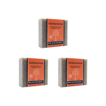 Plantlife Sandalwood 3-Pack Bar Soap - Moisturizing and Soothing Soap for Your Skin - Hand Crafted Using Plant-Based Ingredients - Made in California 4 Bar