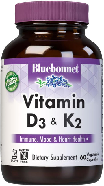 Bluebonnet Nutrition Vitamin D3 & K2, Soy-Free, for Strong-Healthy Bon