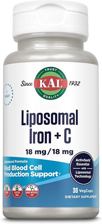 Kal Liposomal Iron Supplement With Vitamin C 18 Mg Each, Advanced Form