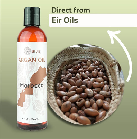 Nature Packaged Argan Oil (8) - Direct from EIR Oils' Farm in Morocco - 100% Pure Carrier Oil for Hair, Face, and Skin - Hand-Processed, Cold-Pressed, and Six-Times Filtered- 1 Pack