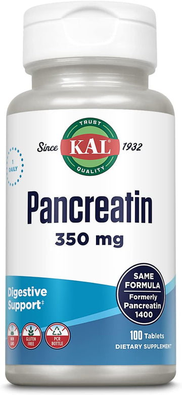 KAL Pancreatin 350mg, Digestive Enzymes for Women and Men, P