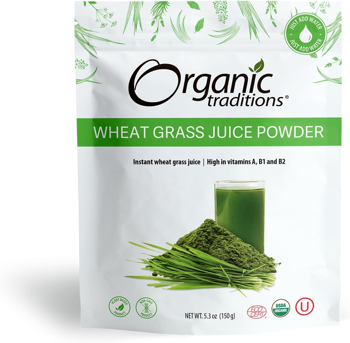 Organic Traditions Wheat Grass Juice Powder - 5.3Oz