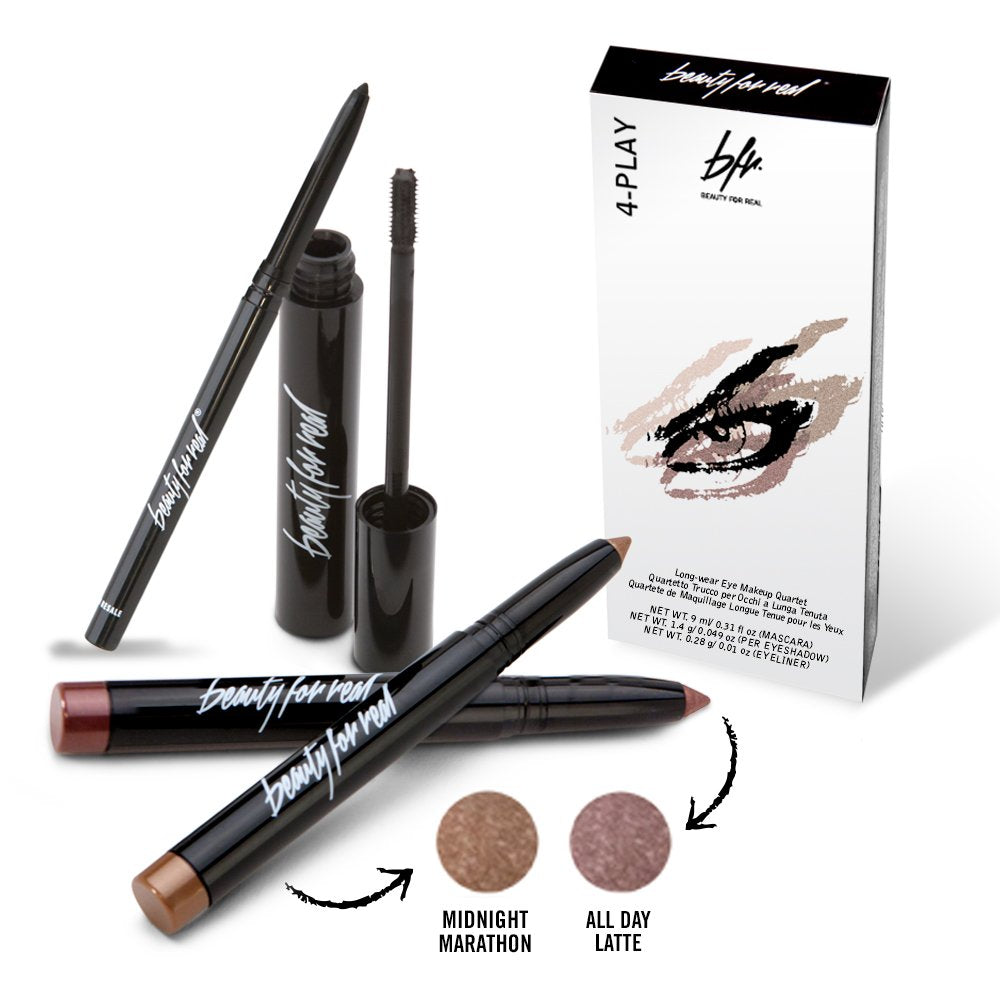 Beauty For Real 4-Play Boxed Eye Set, Champagne - Includes Hi-Def Mascara (Just Black), I-Line 24/7 Eyeliner (Black Magic), and Shadow Stx Eyeshadow in Ever Starstruck & Midnight Marathon