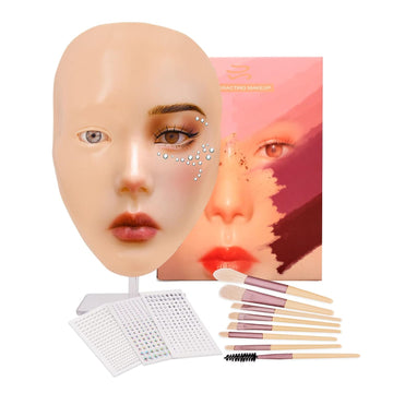 Nasrslla Makeup Practice Face - Silicone Mannequin for Makeup Practice Reusable Eyelash Eye Shadow Eye Liner Training face Practice Board for Beginners and Makeup Artists (Full Face Exercise Board)