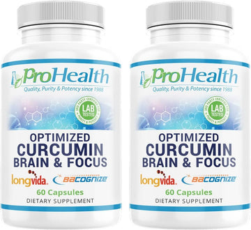 ProHealth 2-Pack Brain & Focus - Optimized Curcumin Longvida with BaCo