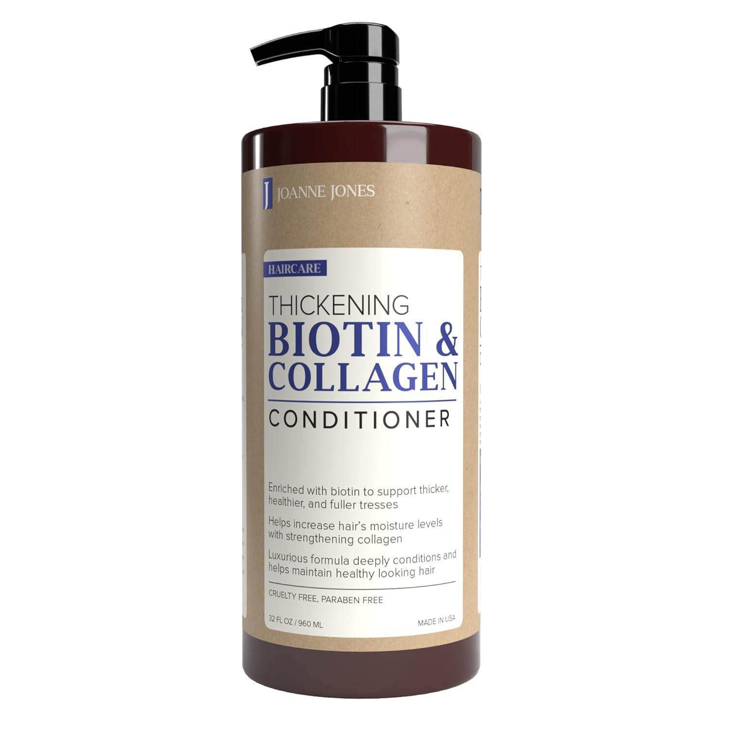 Joanne Jones Thickening Biotin & Collagen Conditioner 960 ML / 32  , Noticeably Thicker and Fuller Looking Hair, Haircare for All Hair Types