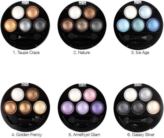 Haiy GSHLLO 5 Colors Pearly Glitter Eyeshadow Palette Makeup Eye Shadows Cosmetic Shimmer Powder Grey Brown